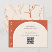 Terracotta QR-code Modern Arch Wedding online RSVP Kaartje (Voorkant / Achterkant)