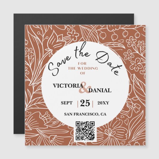 Terracotta QR Code Modern Chic Minimalist Weddensc (Voorkant / Achterkant)