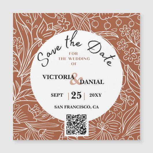 Terracotta QR Code Modern Chic Minimalist Weddensc (Voorkant)