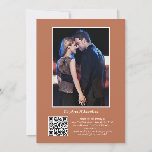 Terracotta QR Code Monogram Lot Wreater Kaart (Achterkant)