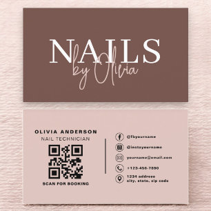 Terracotta QR Code Nail Specialist Artiest Modern Visitekaartje