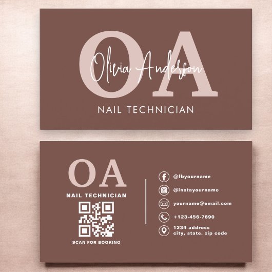 Terracotta QR Code Nail Specialist Artiest Visitekaartje