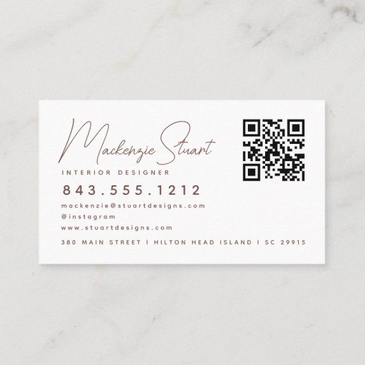 Terracotta QR Code Scannable Professioneel Modern Visitekaartje (Achterkant)