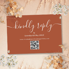 Terracotta QR-code-script bruiloft antwoord graag