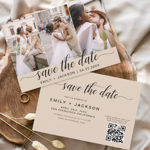Terracotta QR Code - Sla de datum op 3 Foto Save The Date