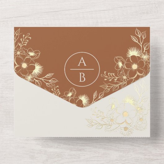 Terracotta QR Code Trouwfeest All In One Uitnodiging (Achterkant)