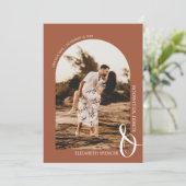 Terracotta QR Code Weddenschap Foto opslaan Datum Save The Date (Staand voorkant)