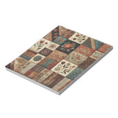 Terracotta Quilt en Patchwork Kleurrijke Bloemen Notitieblok (Linkerzijde)