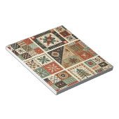 Terracotta Quilt en Patchwork Kleurrijke Bloemen Notitieblok (Schuin)