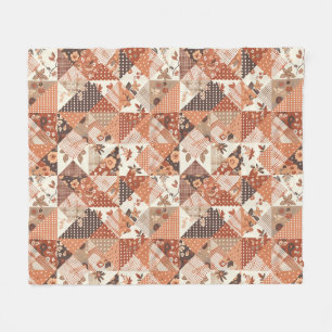 Terracotta Quilt Patchwork Gingham Cottagecore Fleece Deken