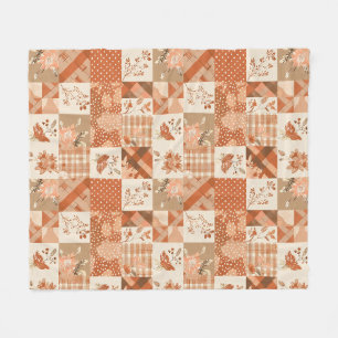 Terracotta Quilt Patchwork Gingham Cottagecore Fleece Deken