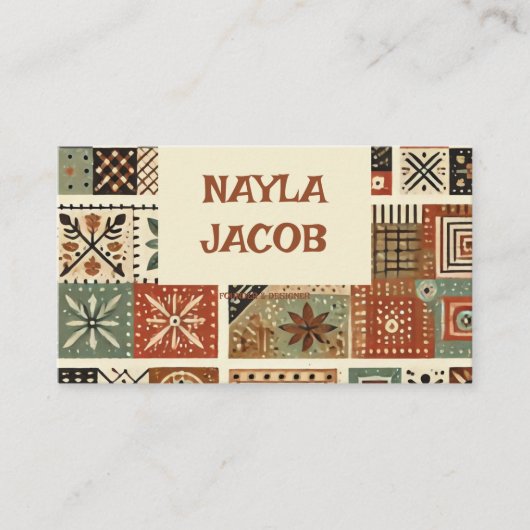 Terracotta Quilt Patchwork Handgemaakte kleding Visitekaartje (Voorkant)