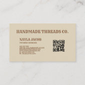 Terracotta Quilt Patchwork Handgemaakte kleding Visitekaartje (Achterkant)