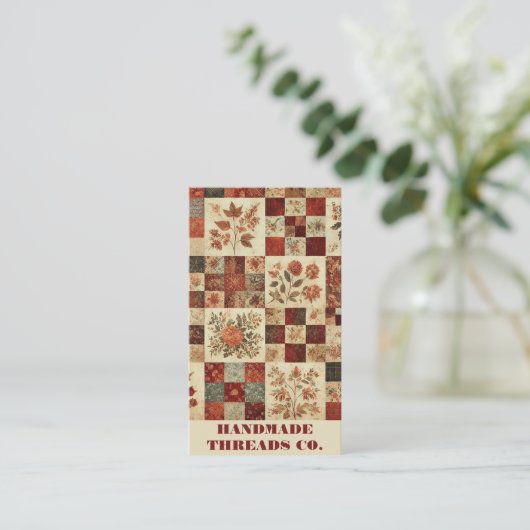 Terracotta Quilt Patchwork Handgemaakte kleding Visitekaartje (Staand voorkant)