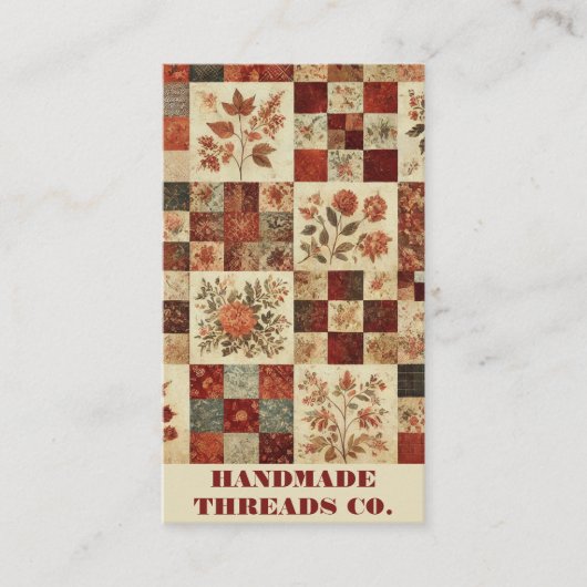 Terracotta Quilt Patchwork Handgemaakte kleding Visitekaartje (Voorkant)