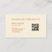 Terracotta Quilt Patchwork Handgemaakte kleding Visitekaartje (Achterkant)