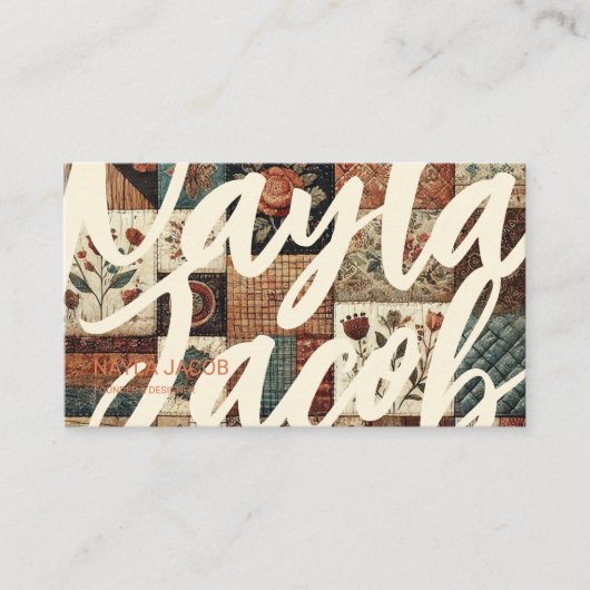 Terracotta Quilt Patchwork Handgemaakte kleding Visitekaartje (Voorkant)