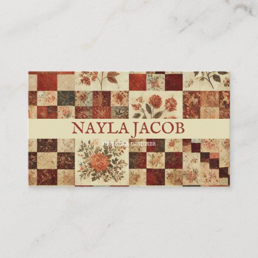 Terracotta Quilt Patchwork Handgemaakte kleding Visitekaartje (Voorkant)