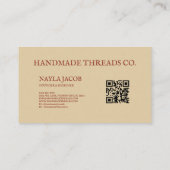 Terracotta Quilt Patchwork Handgemaakte kleding Visitekaartje (Achterkant)