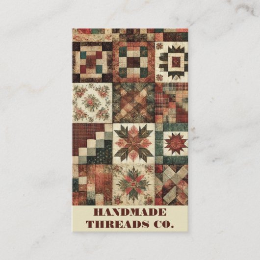 Terracotta Quilt Patchwork Handgemaakte kleding Visitekaartje (Voorkant)