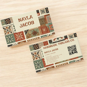 Terracotta Quilt Patchwork Handgemaakte kleding Visitekaartje