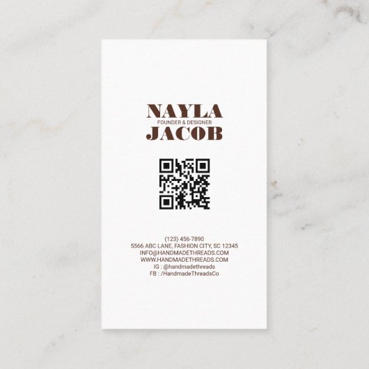 Terracotta Quilt Patchwork Handgemaakte kleding Visitekaartje (Achterkant)