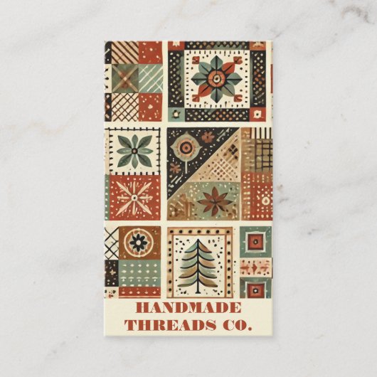 Terracotta Quilt Patchwork Handgemaakte kleding Visitekaartje (Voorkant)