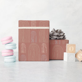 Terracotta Rainbow Mid Century Chic Patroon Cadeaupapier