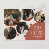 Terracotta Red Boho Polka Dot 5-foto Feestdagenkaart (Voorkant)