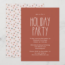 Terracotta Red Boho Polka Dot Kerstfeest Kaart