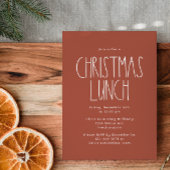 Terracotta Red Boho Polka Dot Kerstlunch Lunch Kaart