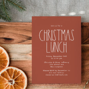 Terracotta Red Boho Polka Dot Kerstlunch Lunch Kaart