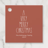 Terracotta Red Boho Polka Dot Kerstmis Bedankjes Labels (Voorkant)