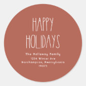 Terracotta Red Boho Prettige feestdagen Envelope S Ronde Sticker (Voorkant)