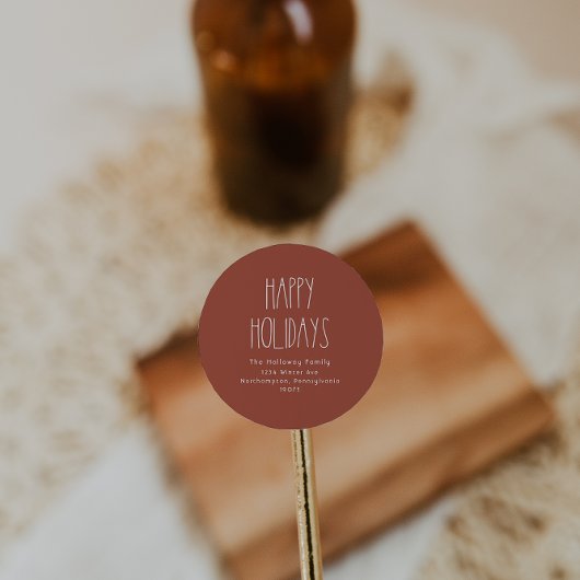 Terracotta Red Boho Prettige feestdagen Envelope S Ronde Sticker
