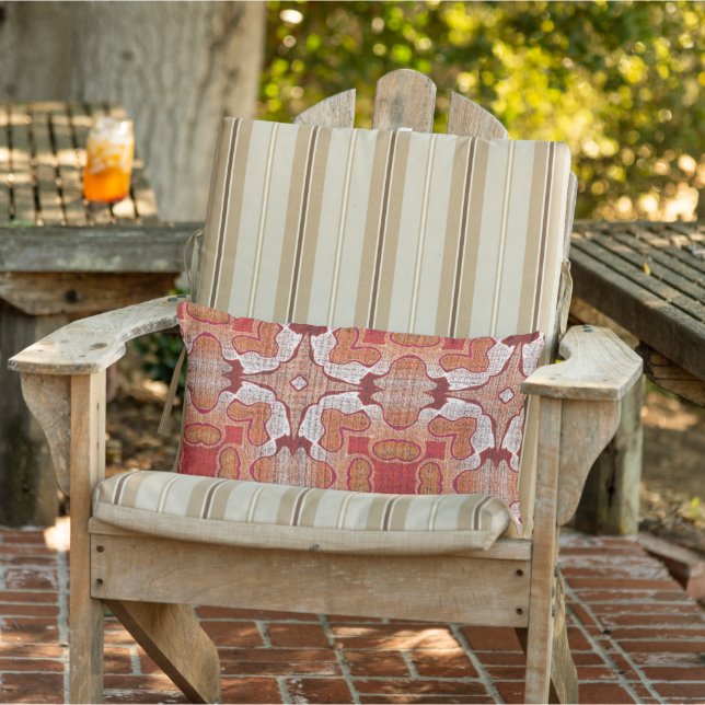 Terracotta Red Brown Rust Oranje Tribal Art Buitenkussen (Stoel)