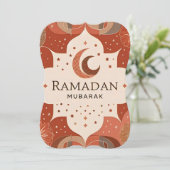 Terracotta Red Craft Ramadan Mubarak Kaart (Staand voorkant)