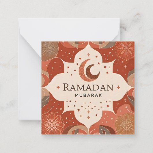 Terracotta Red Craft Ramadan Mubarak Notitiekaartje (Voorkant)