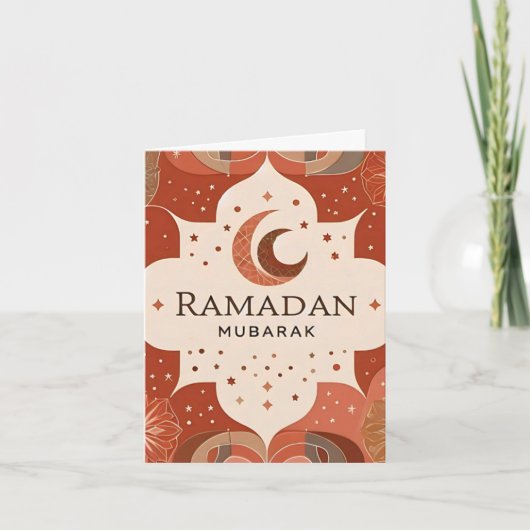 Terracotta Red Craft Ramadan Mubarak Notitiekaartje (Voorkant)