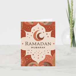 Terracotta Red Craft Ramadan Mubarak Notitiekaartje