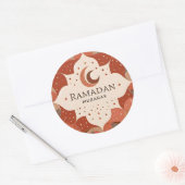 Terracotta Red Craft Ramadan Mubarak Ronde Sticker (Envelop)