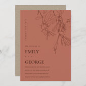 TERRACOTTA RED DRAWING FLORAL VERANDERING DATUM KA BEDANKKAART (Voorkant / Achterkant)