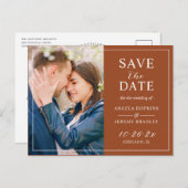 Terracotta Reddish Modern Photo Save the Date Briefkaart (Voorkant / Achterkant)