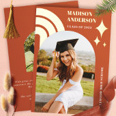 Terracotta regenboog en sterren Afstuderen Folie Uitnodiging