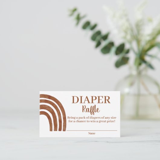 Terracotta Regenboog Luier Raffle Behuizing Kaart (Staand voorkant)