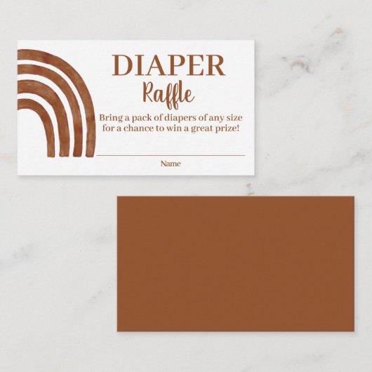 Terracotta Regenboog Luier Raffle Behuizing Kaart (Voorkant / Achterkant)