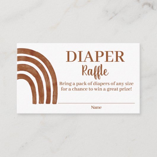 Terracotta Regenboog Luier Raffle Behuizing Kaart (Voorkant)
