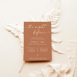 Terracotta Rehearsal Dinner Invite | Nacht voor Kaart<br><div class="desc">Deze heerlijke repetitie van het avondeten is een minimalistische lay-out en is perfect om uw gasten bij uw repetitieve diner te verwelkomen. Bewerk de meeste formuleringen eenvoudig om aan te passen aan uw gebeurtenis! Tekst- en achtergrondkleuren zijn volledig bewerkbaar —> Klik op de knop "Verder aanpassen" om deze te bewerken!...</div>