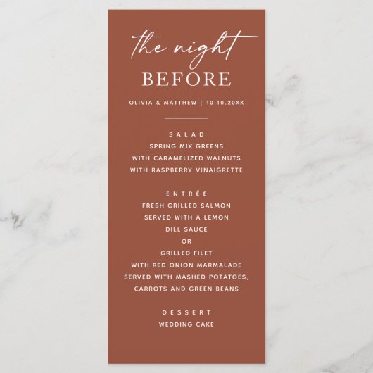 Terracotta repetitiediner | Herfst avond ervoor Menu (Voorkant)