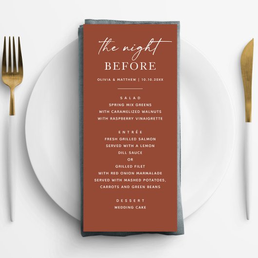 Terracotta repetitiediner | Herfst avond ervoor Menu